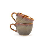 Ceramic Tea Cups Set Of 6 - Brown Reactive, 200ml Each | Tea Cup Set With Glossy Finish - Ceramic Tea Cup Set | Tea Cups Only - Microwave Safe & Dishwasher Safe